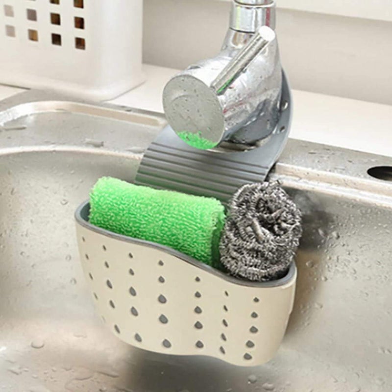 VANVENE Kitchen Sink Shelf Soap Sponge Drain Rack Holder Double Decker Hanging Basket Storage Suction Cup Kitchen Organizer Sink Accessories Wash Dropshipping (off white-1 Pocket) - Image 1